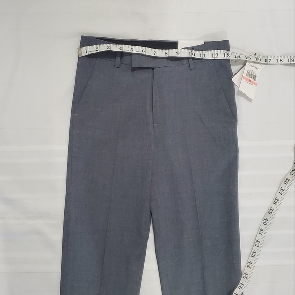 NWT Calvin Klein Boys Flat Front-Stretch Slim Fit Dress Pants Oxford Grey - Picture 3 of 8